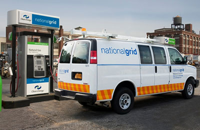 photo of a natural gas vehicle at a fueling station